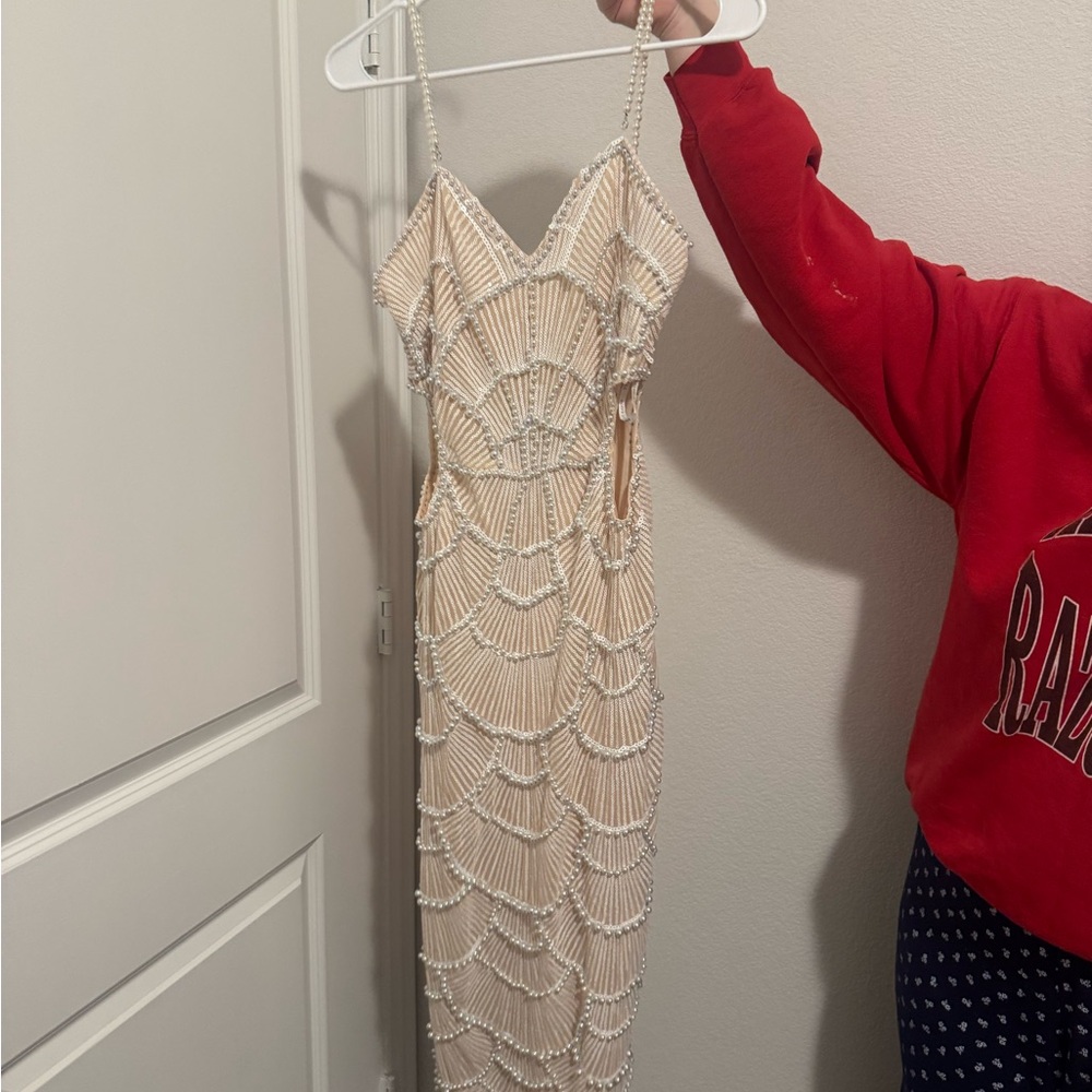 Bella Barnett Cream Beaded Dress